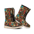 Retro Graffiti Pattern Print Winter Boots