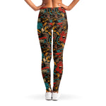 Retro Graffiti Pattern Print Women's Leggings