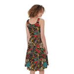 Retro Graffiti Pattern Print Women's Sleeveless Dress