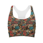 Retro Graffiti Pattern Print Women's Sports Bra