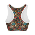 Retro Graffiti Pattern Print Women's Sports Bra