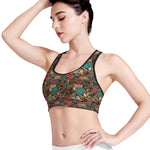 Retro Graffiti Pattern Print Women's Sports Bra