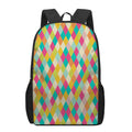 Retro Harlequin Pattern Print 17 Inch Backpack