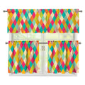 Retro Harlequin Pattern Print 3 Piece Kitchen Curtains
