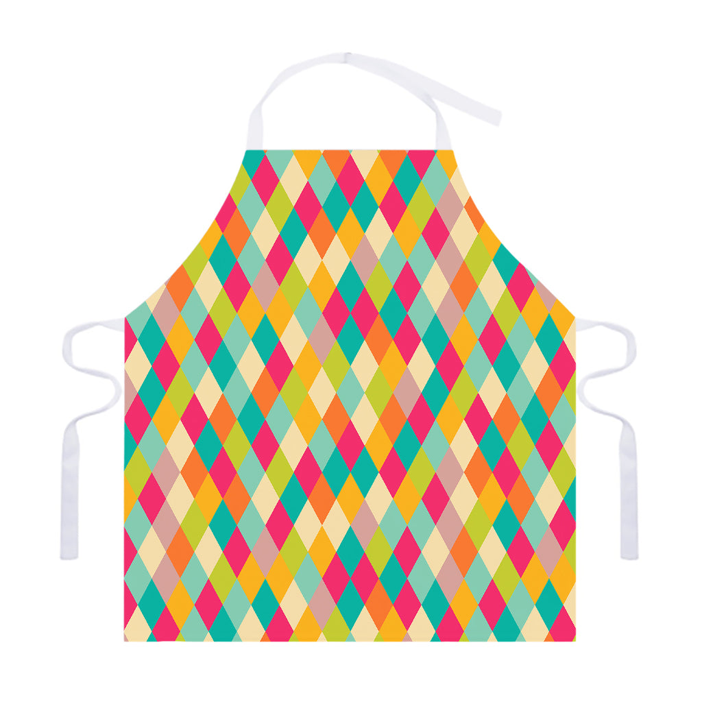 Retro Harlequin Pattern Print Adjustable Apron