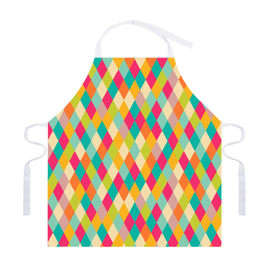 Retro Harlequin Pattern Print Adjustable Apron