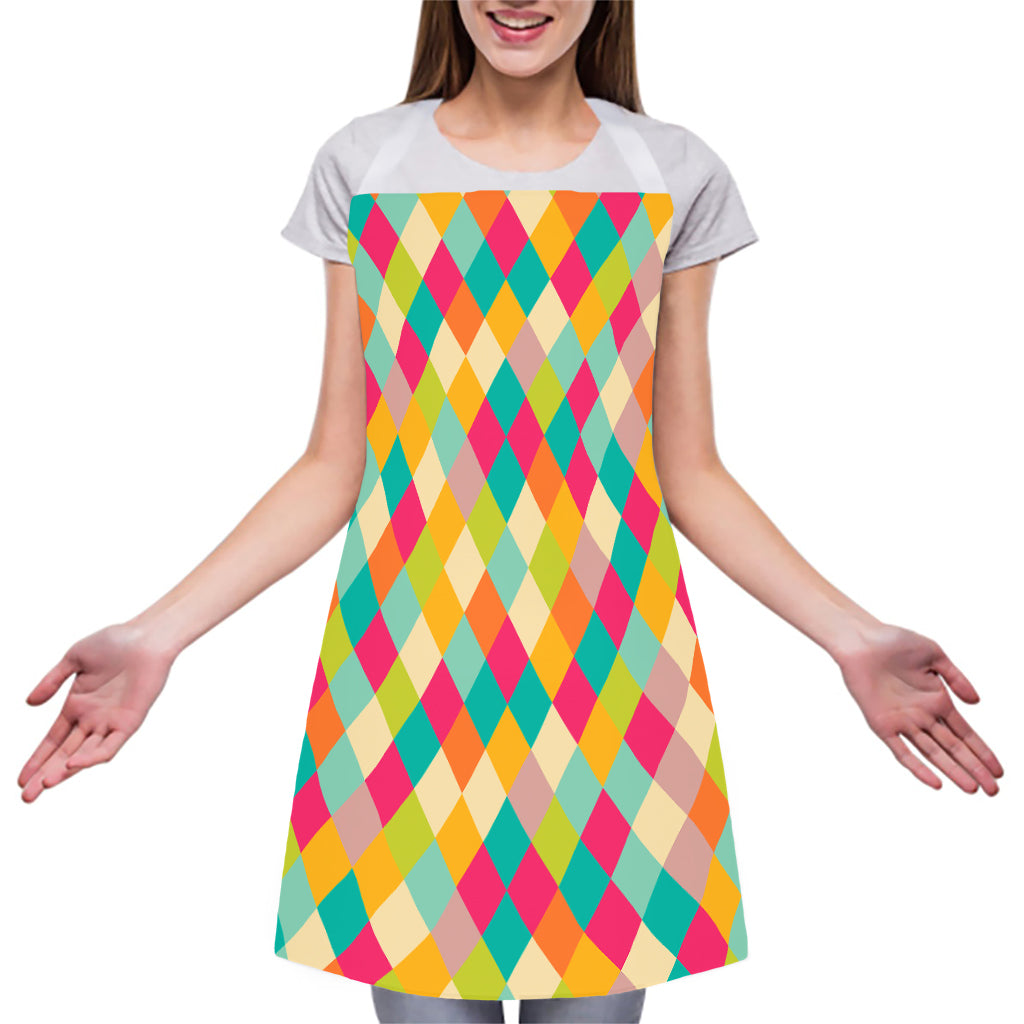 Retro Harlequin Pattern Print Adjustable Apron