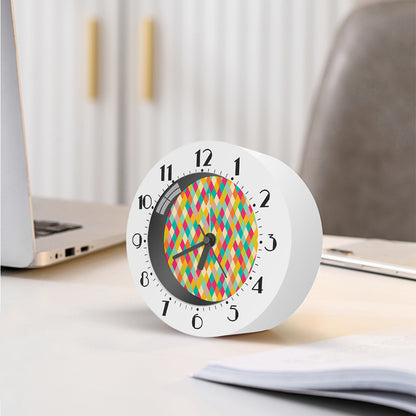 Retro Harlequin Pattern Print Alarm Clock