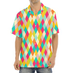 Retro Harlequin Pattern Print Aloha Shirt