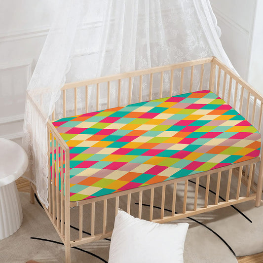 Retro Harlequin Pattern Print Baby Crib Sheet