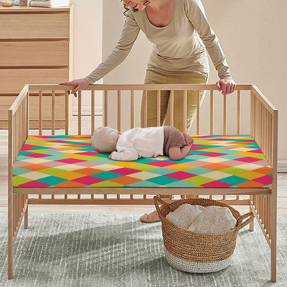 Retro Harlequin Pattern Print Baby Crib Sheet