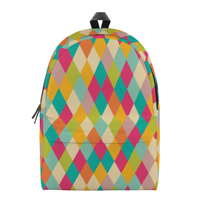 Retro Harlequin Pattern Print Backpack