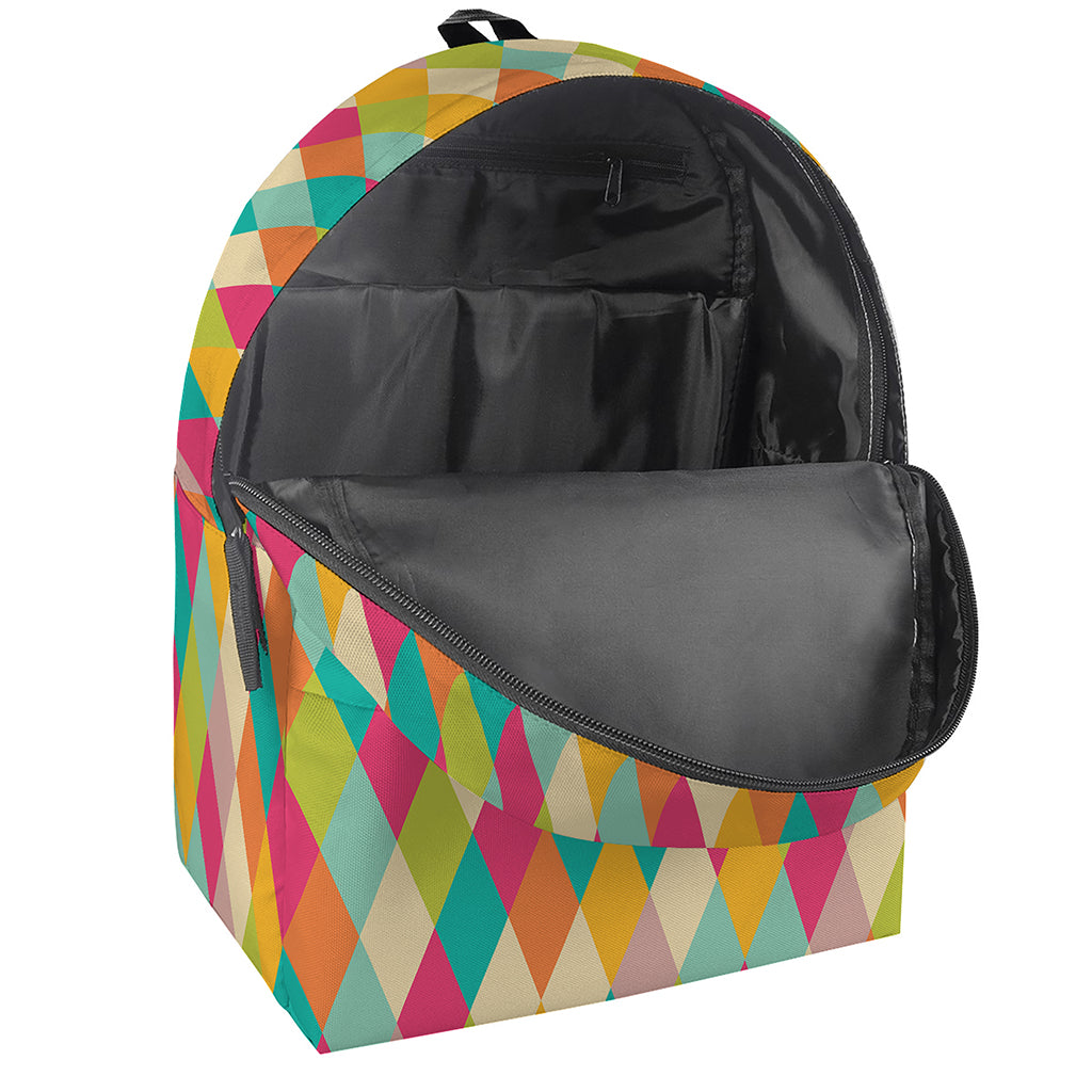 Retro Harlequin Pattern Print Backpack