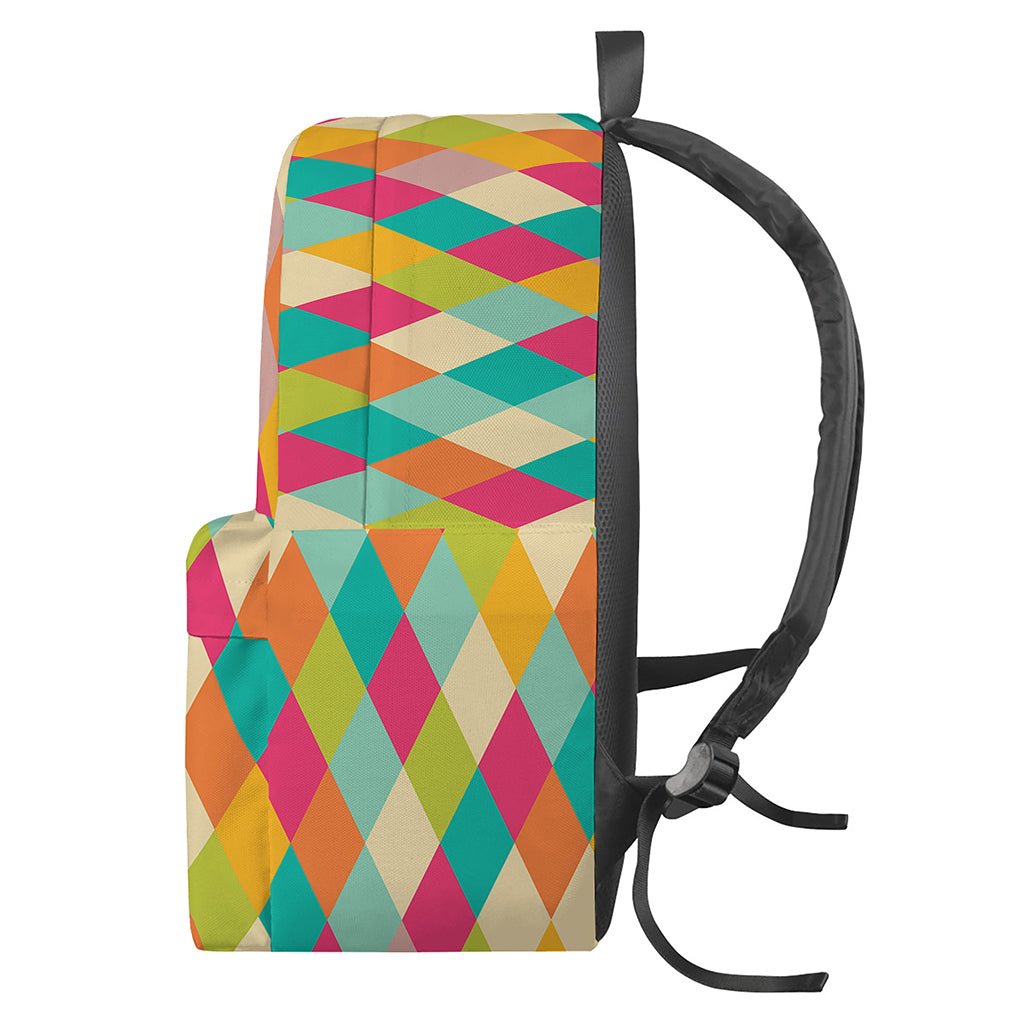 Retro Harlequin Pattern Print Backpack
