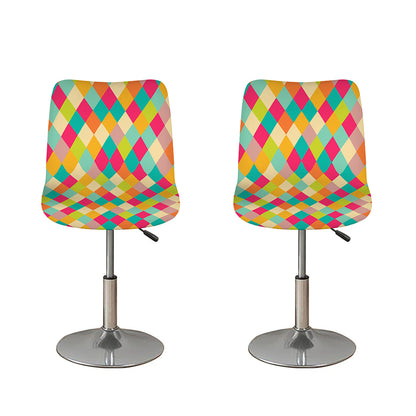 Retro Harlequin Pattern Print Bar Stool Covers