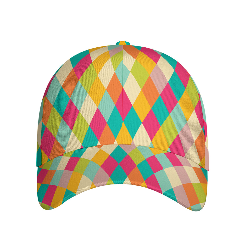 Retro Harlequin Pattern Print Baseball Cap