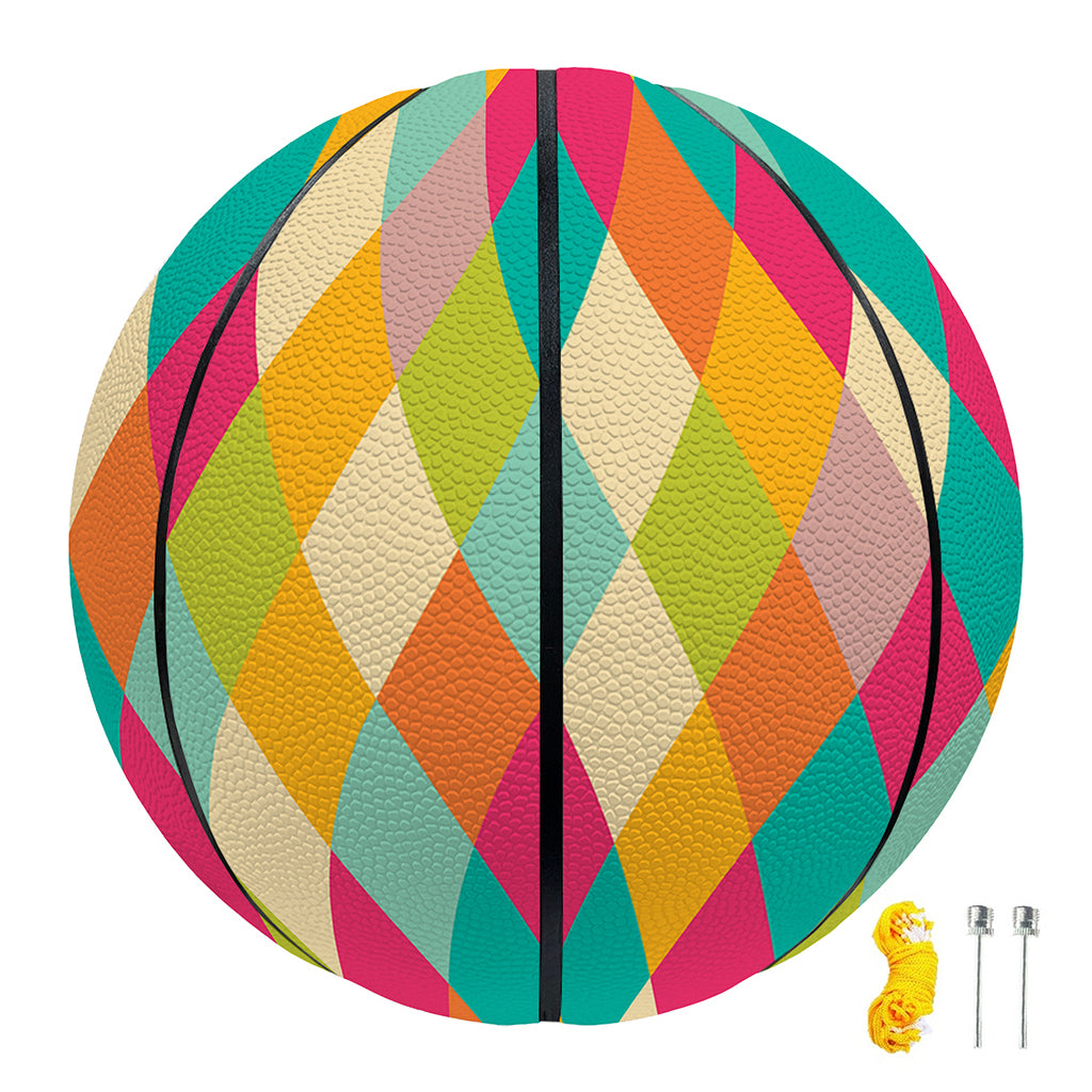 Retro Harlequin Pattern Print Basketball