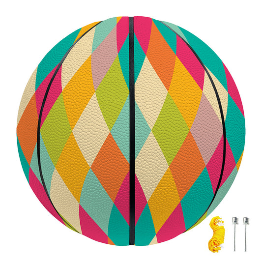 Retro Harlequin Pattern Print Basketball
