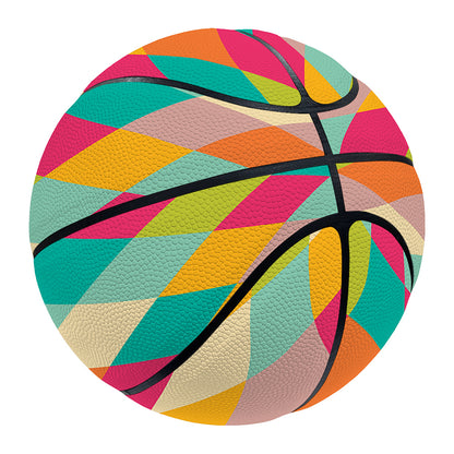 Retro Harlequin Pattern Print Basketball