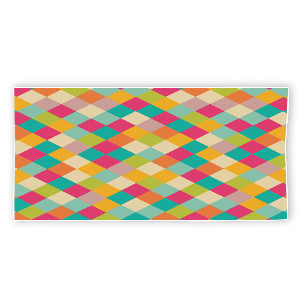 Retro Harlequin Pattern Print Beach Towel