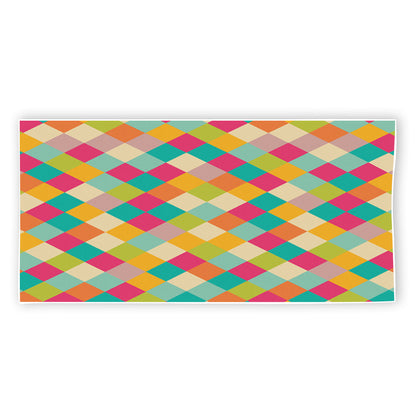 Retro Harlequin Pattern Print Beach Towel