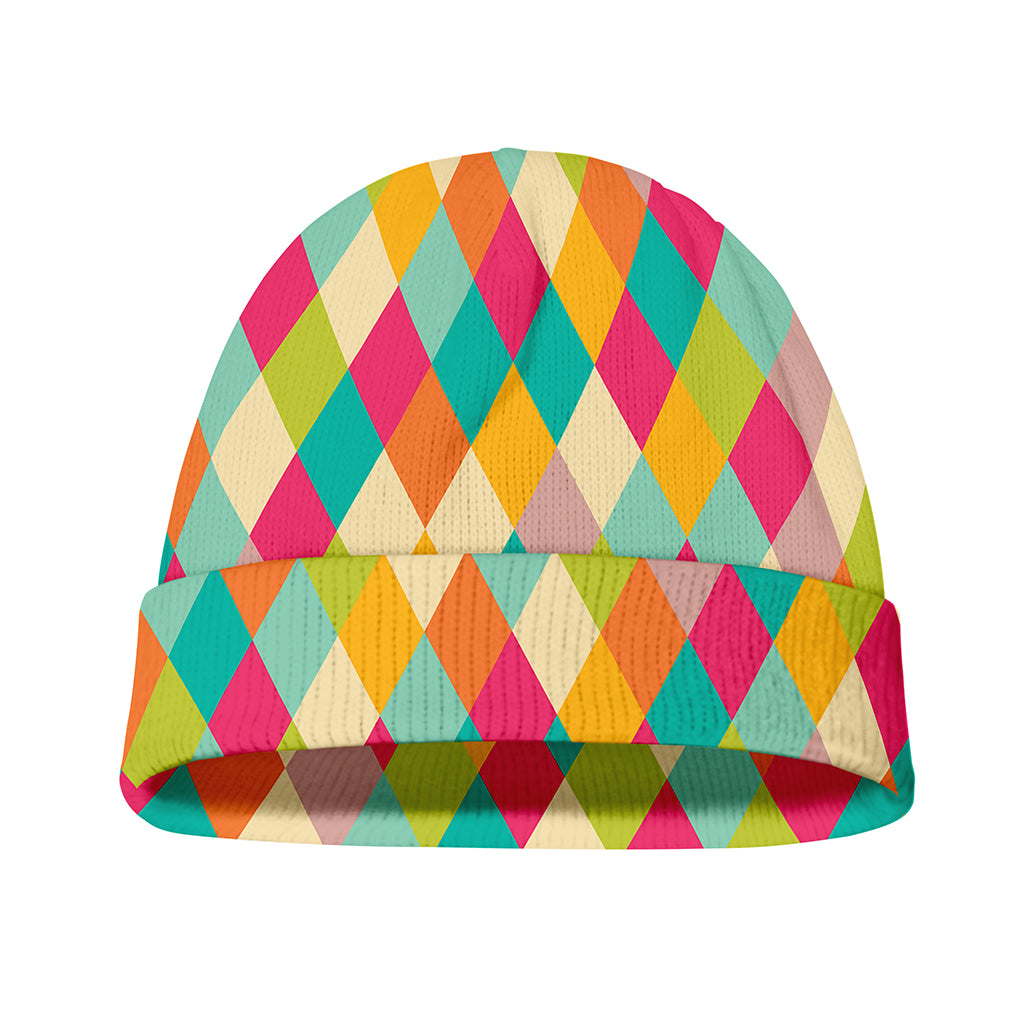 Retro Harlequin Pattern Print Beanie