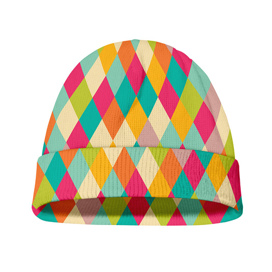 Retro Harlequin Pattern Print Beanie