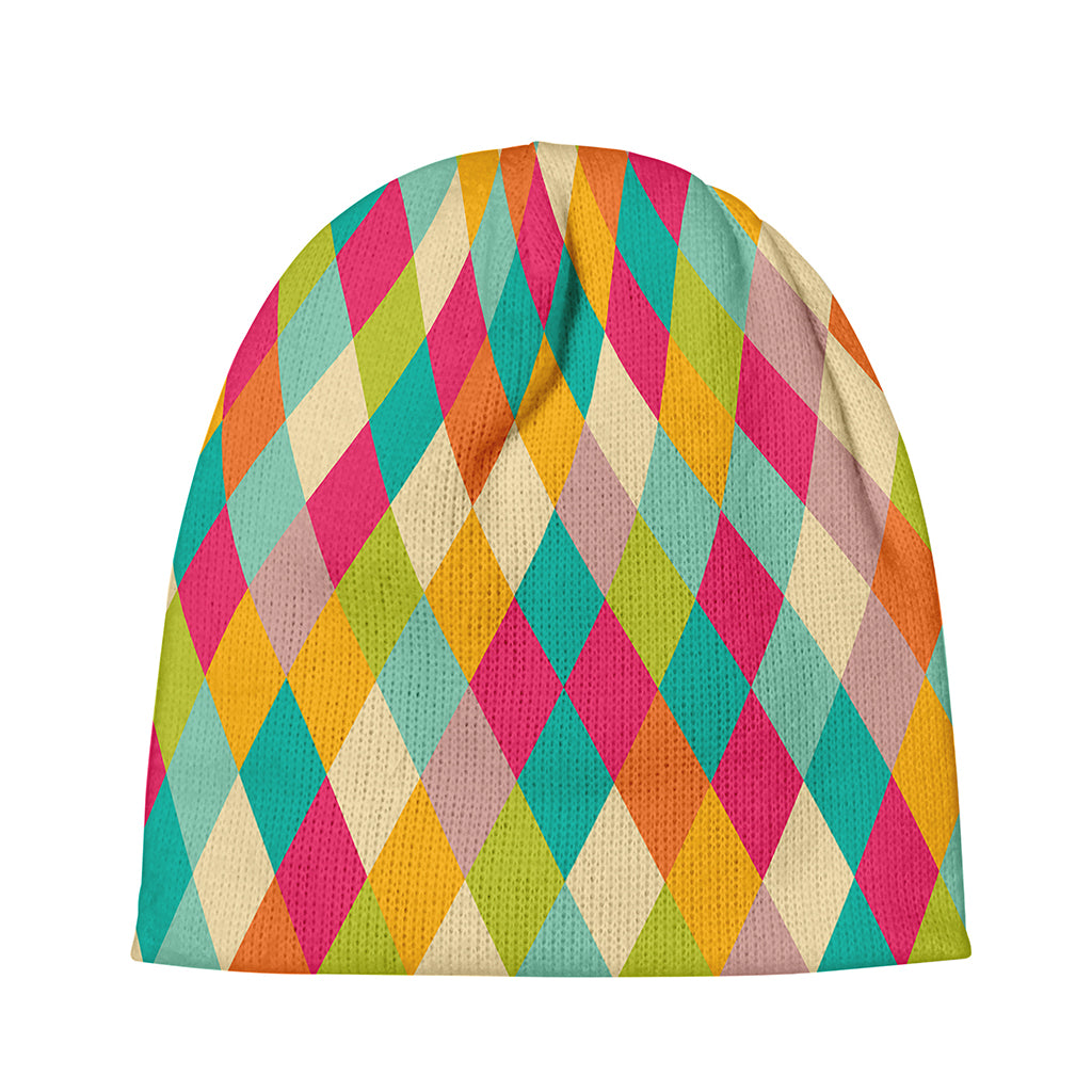 Retro Harlequin Pattern Print Beanie