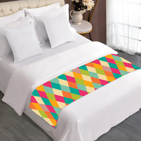 Retro Harlequin Pattern Print Bed Runner