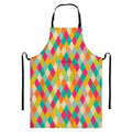 Retro Harlequin Pattern Print Bib Apron With Pocket