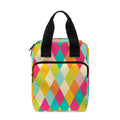 Retro Harlequin Pattern Print Bible Tote Bag
