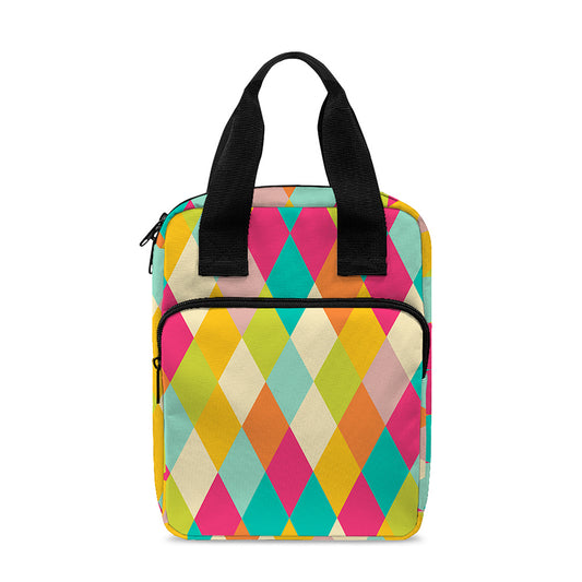 Retro Harlequin Pattern Print Bible Tote Bag