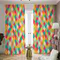 Retro Harlequin Pattern Print Dimout Pencil Pleat Curtains
