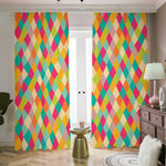 Retro Harlequin Pattern Print Blackout Pencil Pleat Curtains