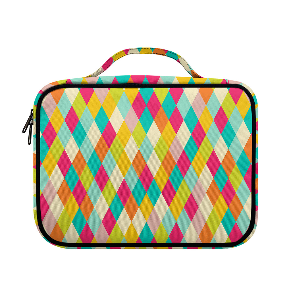 Retro Harlequin Pattern Print Briefcase Bible Bag