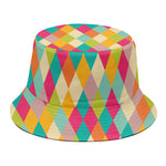 Retro Harlequin Pattern Print Bucket Hat