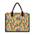 Retro Harlequin Pattern Print Canvas Tote Bag