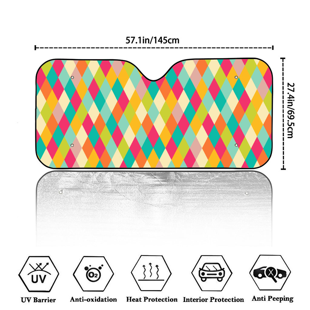 Retro Harlequin Pattern Print Car Windshield Sun Shade