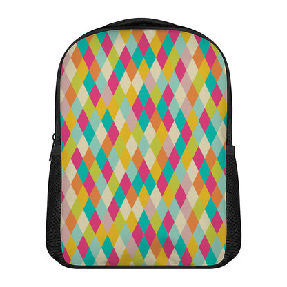 Retro Harlequin Pattern Print Casual Backpack