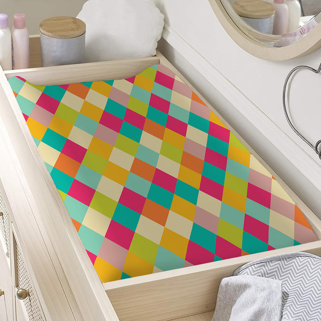 Retro Harlequin Pattern Print Changing Pad Cover