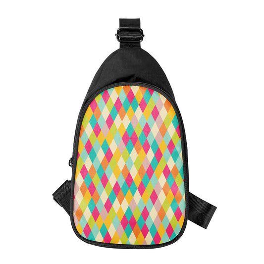 Retro Harlequin Pattern Print Chest Bag