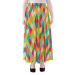 Retro Harlequin Pattern Print Chiffon Maxi Skirt