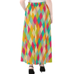 Retro Harlequin Pattern Print Chiffon Maxi Skirt