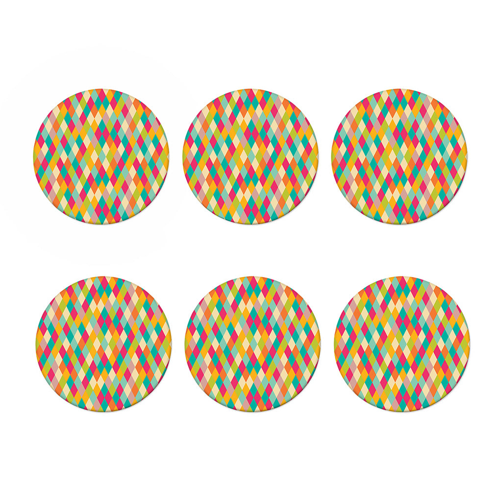 Retro Harlequin Pattern Print Coaster Set
