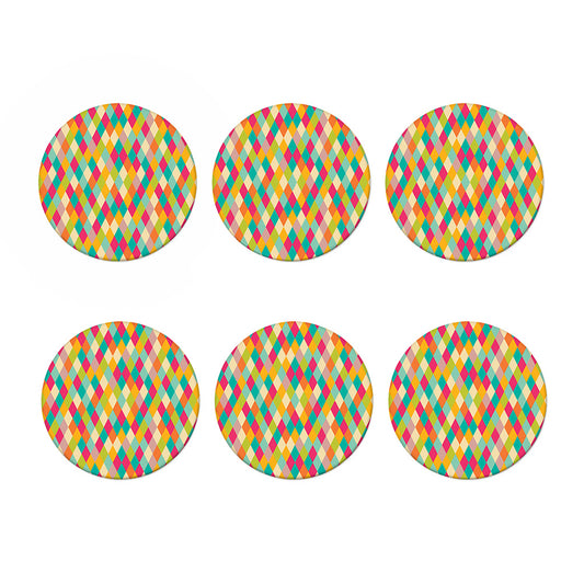 Retro Harlequin Pattern Print Coaster Set