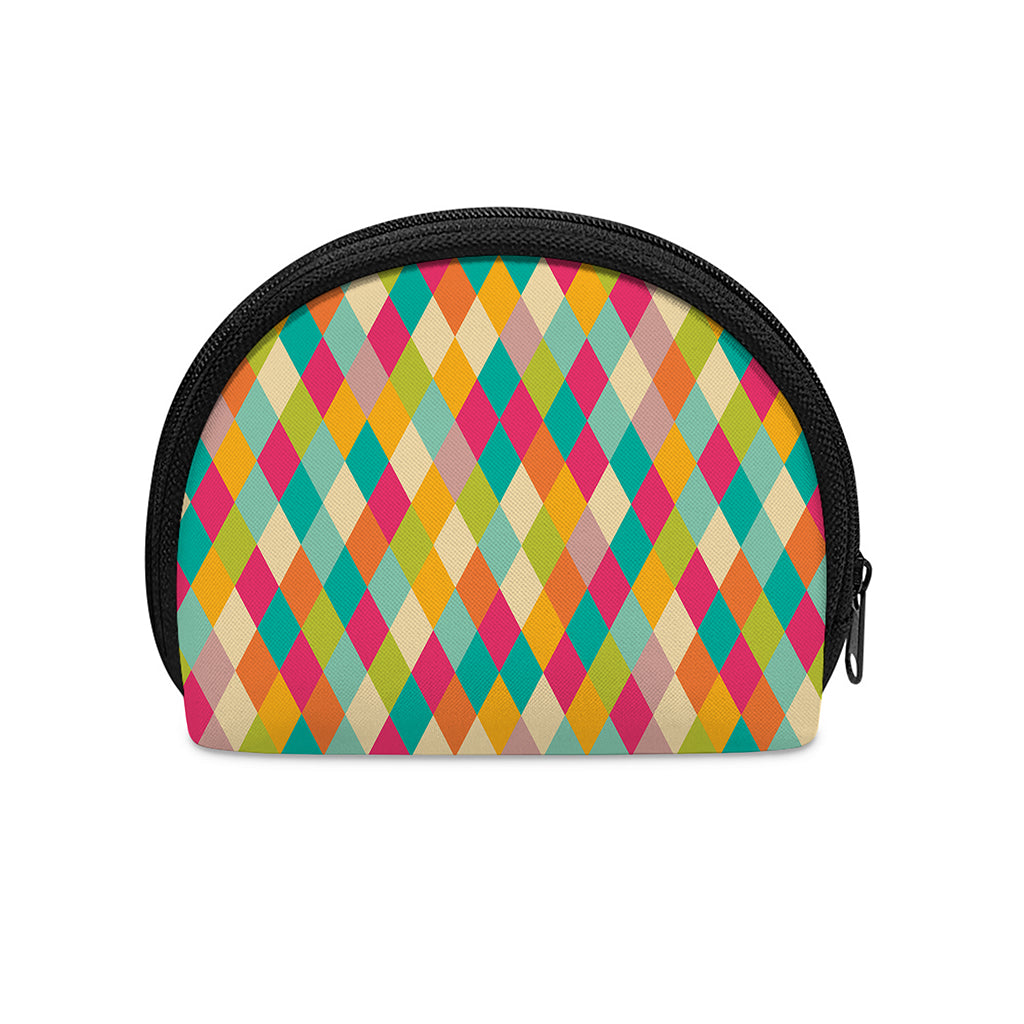 Retro Harlequin Pattern Print Coin Purse