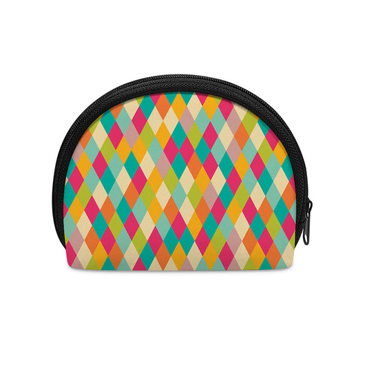Retro Harlequin Pattern Print Coin Purse