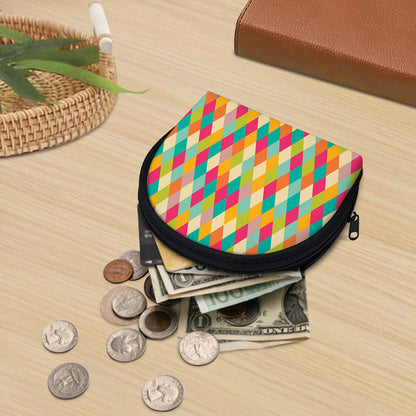 Retro Harlequin Pattern Print Coin Purse