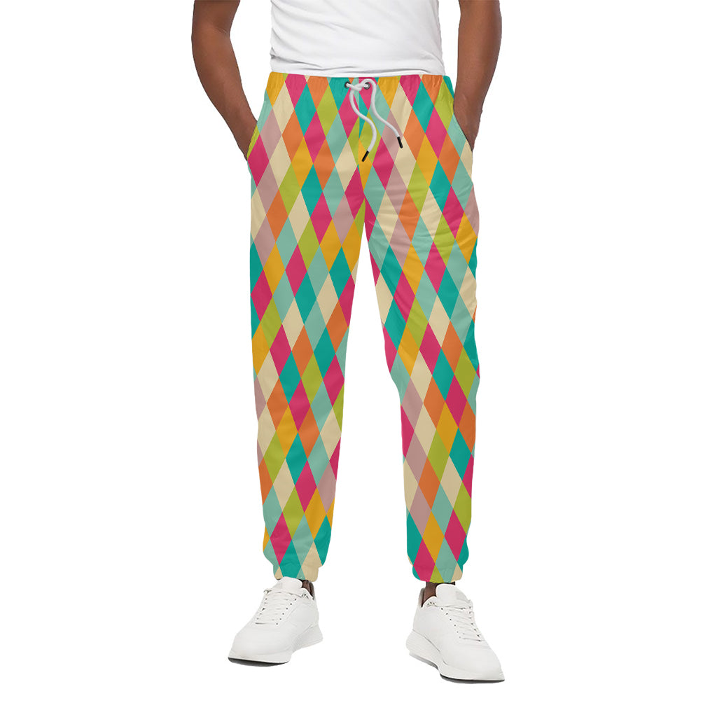 Retro Harlequin Pattern Print Cotton Pants
