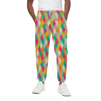 Retro Harlequin Pattern Print Cotton Pants